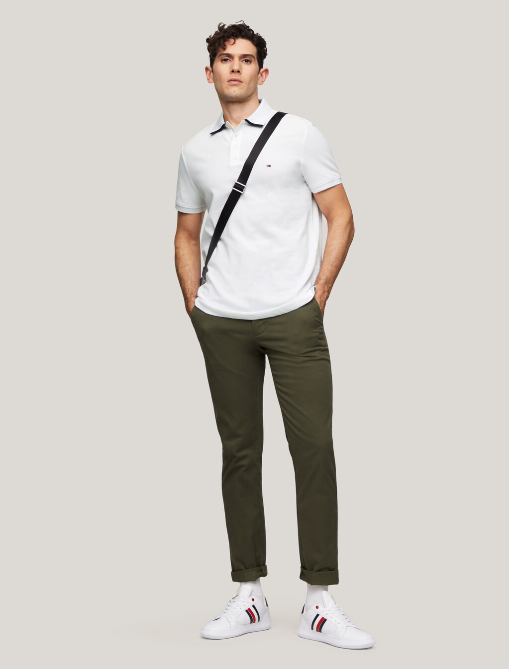 Hilfiger Monotype Tiped 常規版型 Polo 衫, White, hi-res
