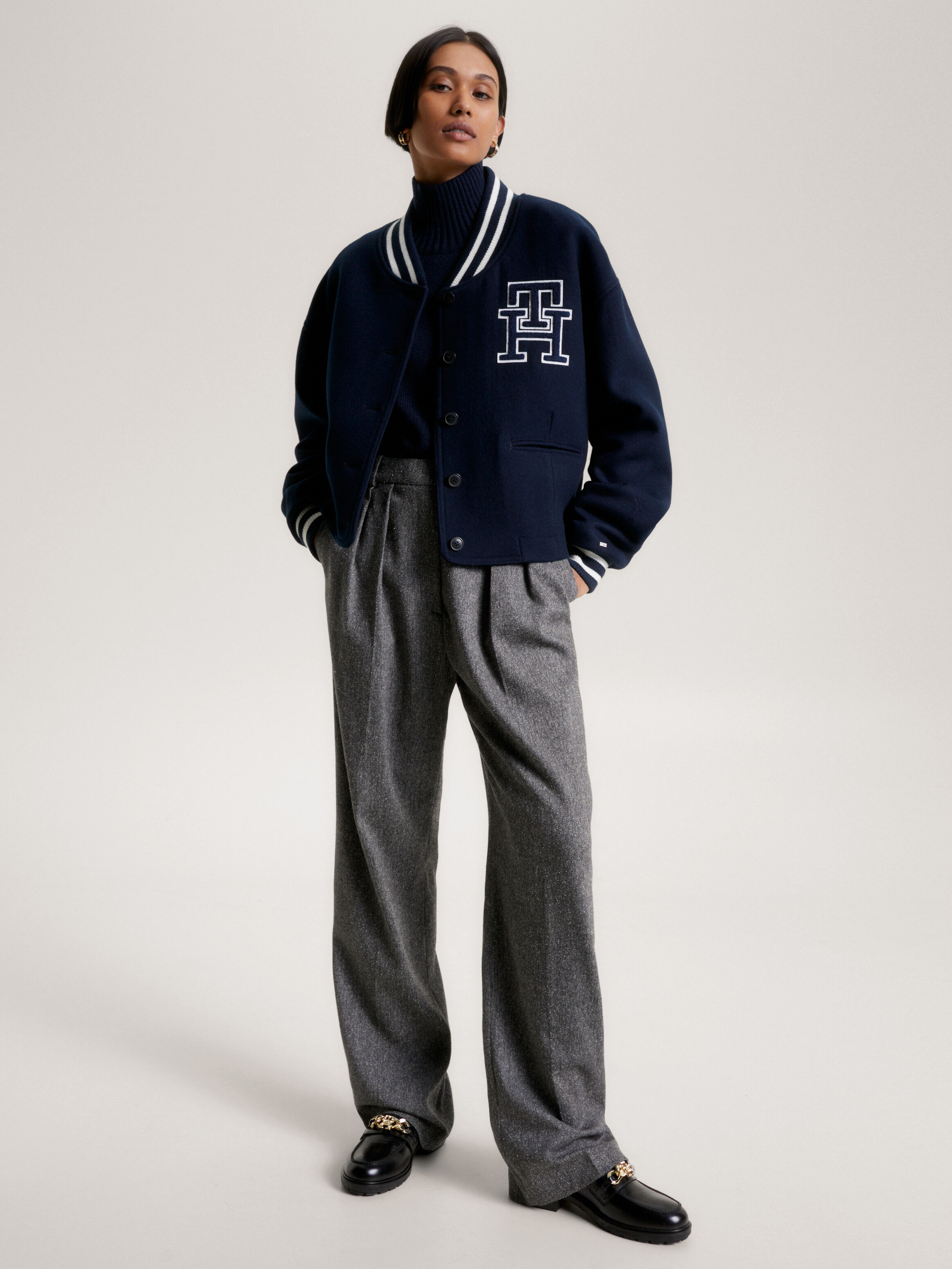 Wool blend varsity new arrivals jacket