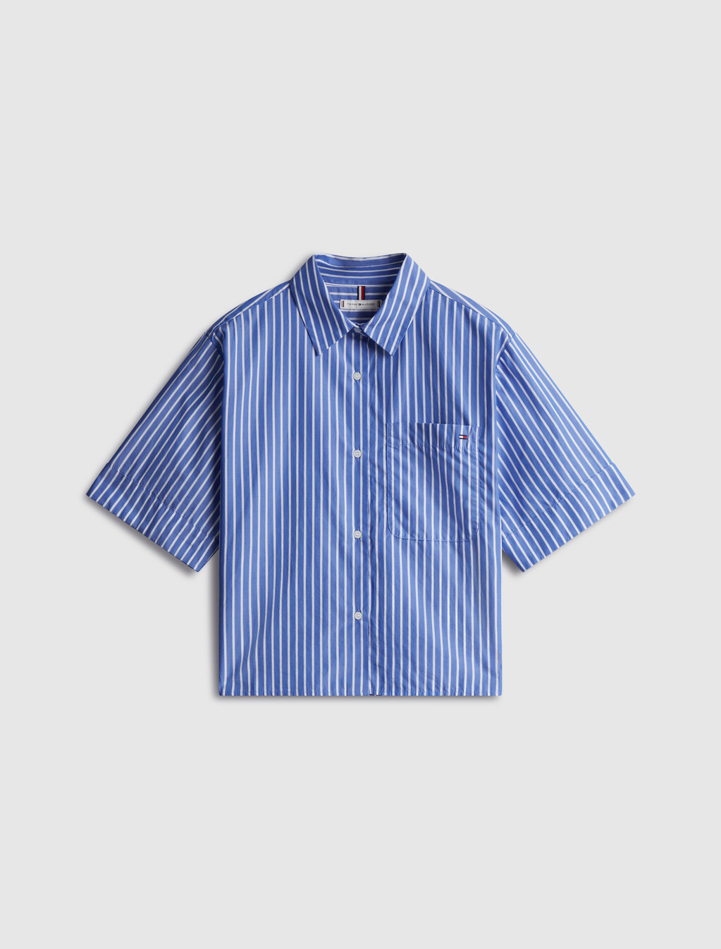 府綢寬鬆短袖襯衫, Stacking Stp/ Verona Blue, hi-res