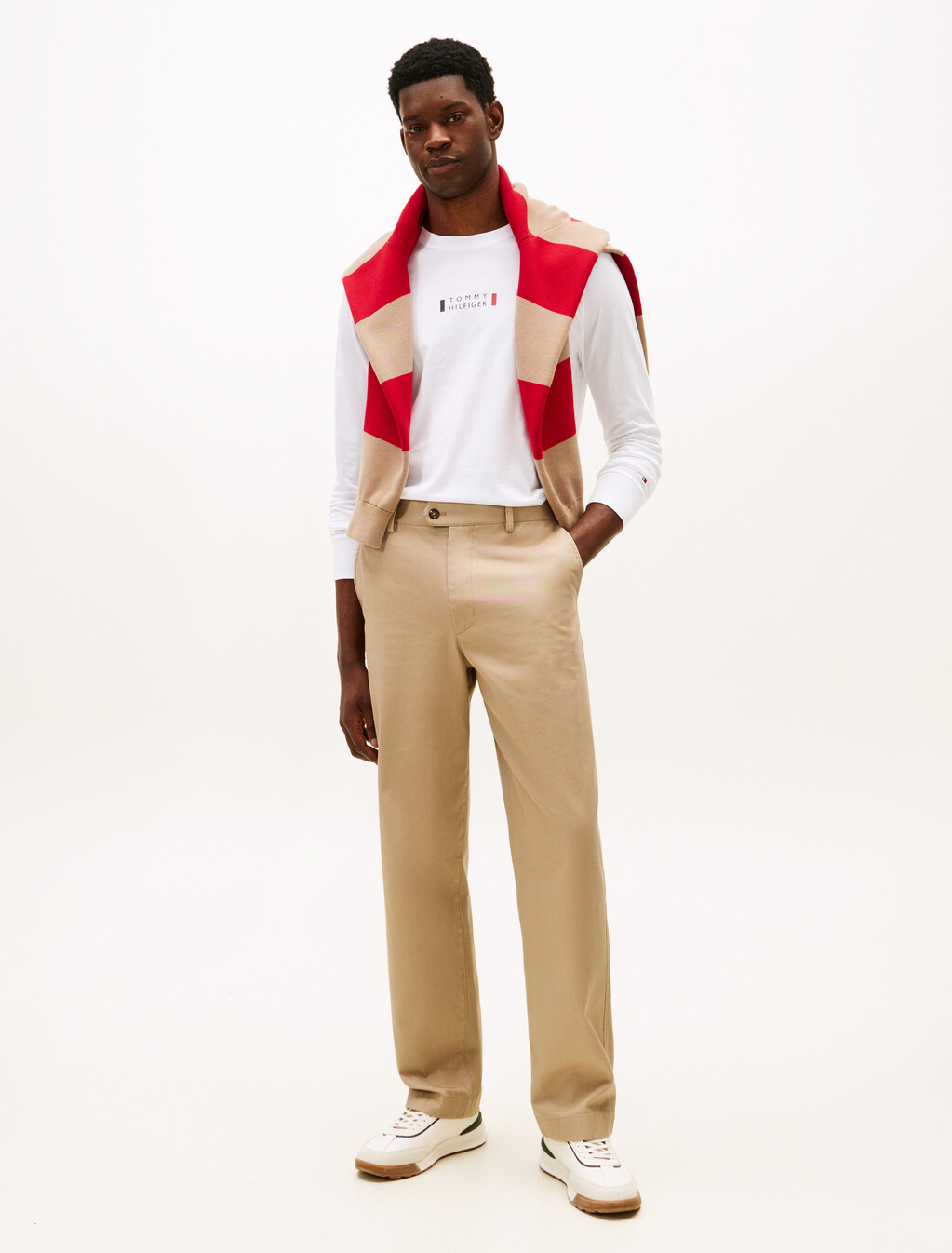 標誌平紋長袖 T恤, White, hi-res