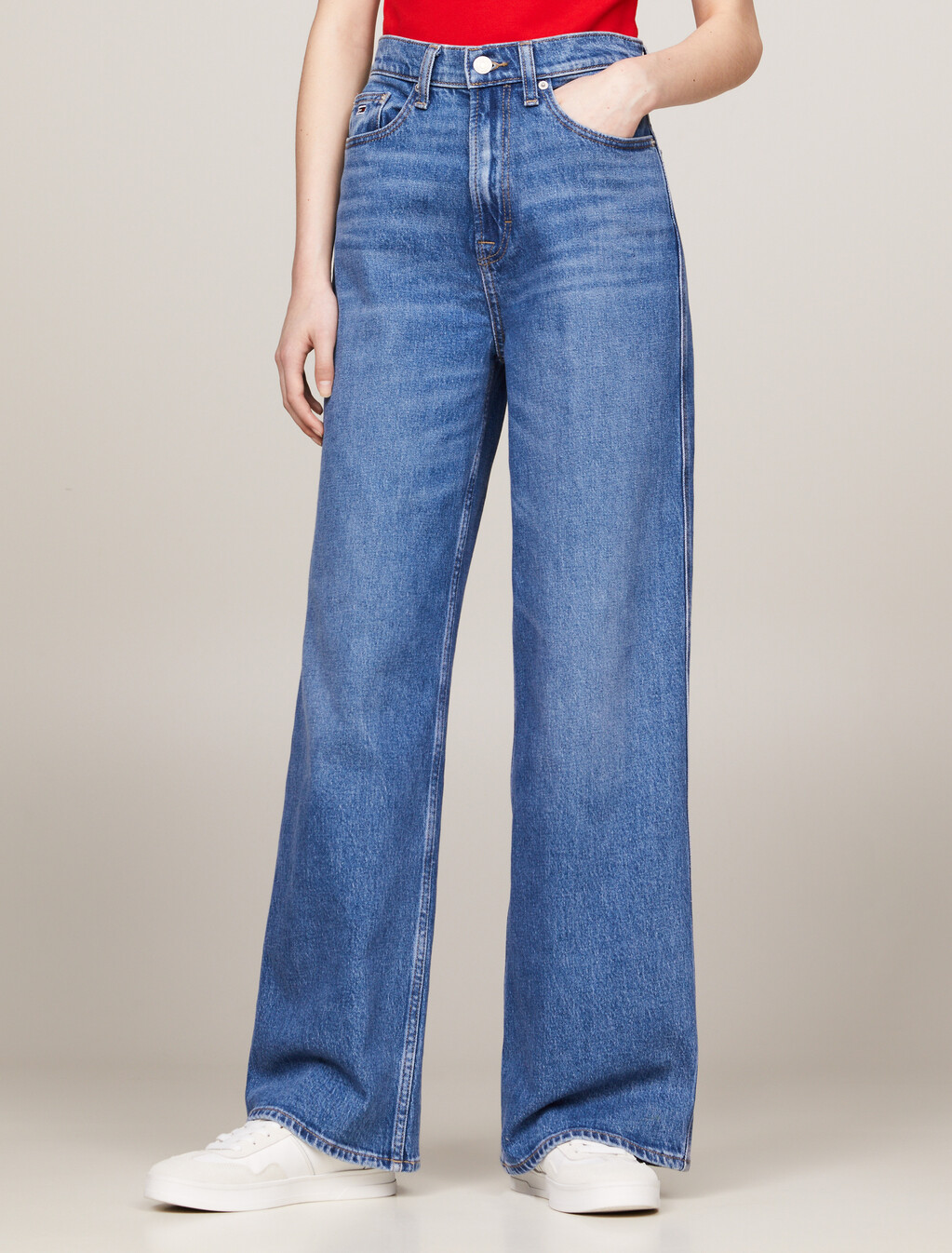 Claire High Rise Wide Leg Faded Jeans, Denim Medium, hi-res