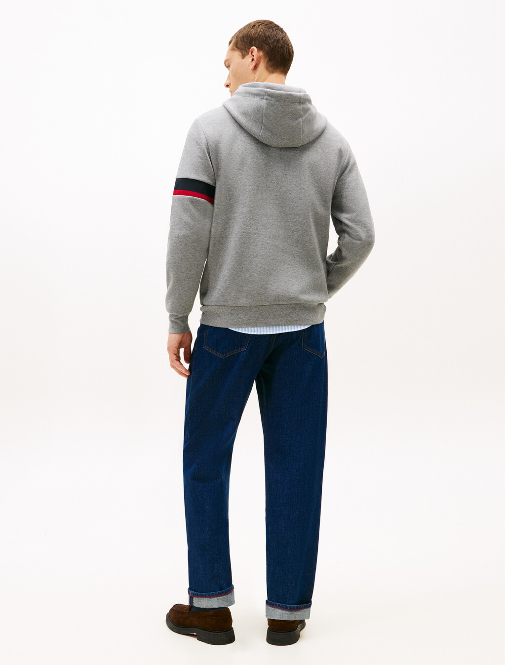 條紋嵌飾連帽衫, Medium Grey Heather, hi-res