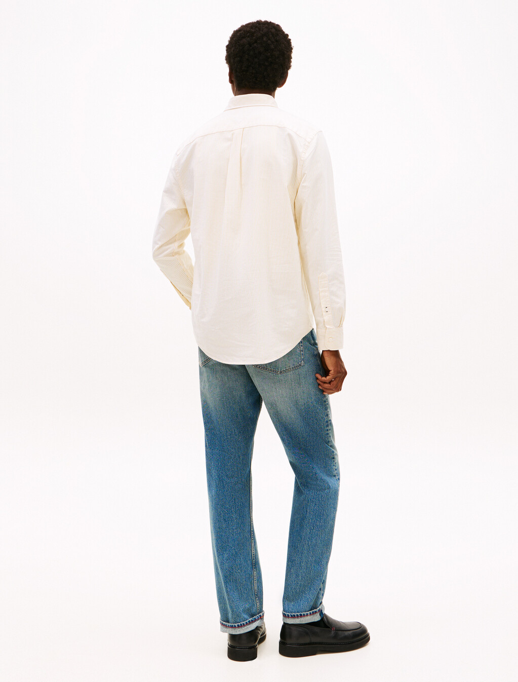 亞洲版型經典條紋牛津襯衫, Morningside Yellow / Optic White, hi-res