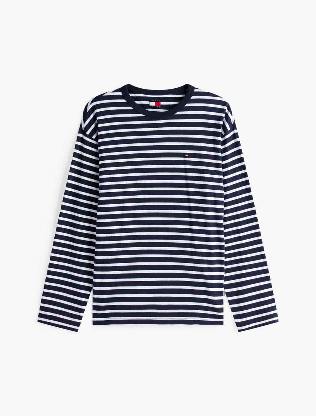 法式水手條紋修身長袖 T 恤, Dark Night Navy Stripe, hi-res