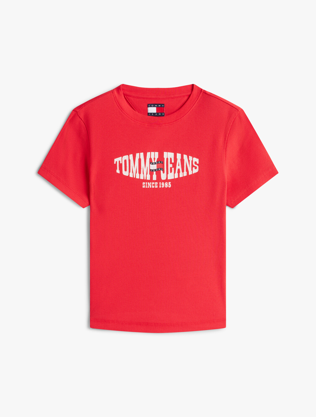 Wavy Flag Ribbed Slim T-Shirt, Red Alert, hi-res