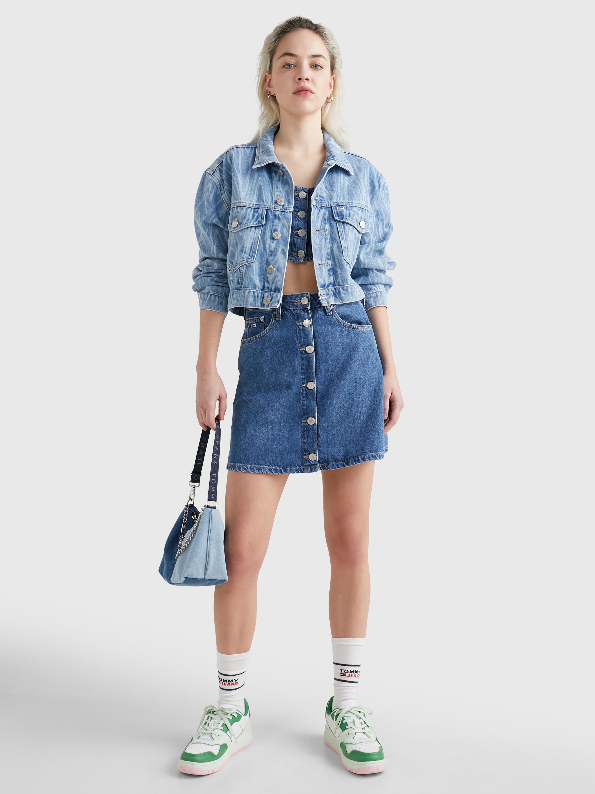 A Line Denim Mini Skirt