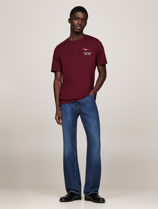 Exclusive Hilfiger Flag Crew Neck T-Shirt, Deep Rouge Exclusive Hilfiger Flag Crew Neck T-Shirt