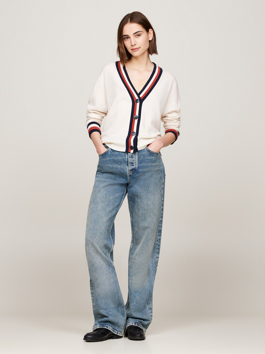 Global Stripe Wool Cashmere Cardigan