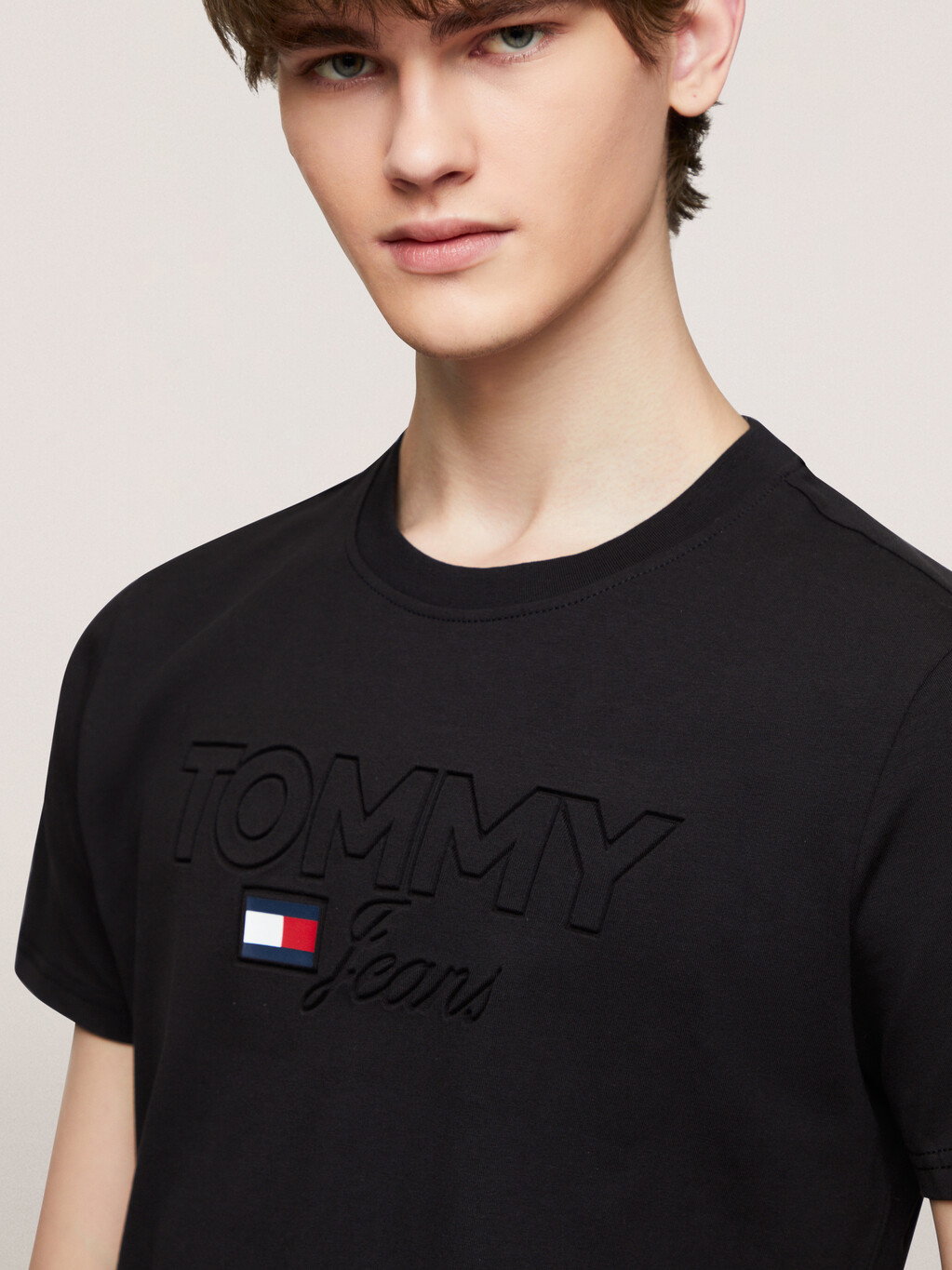 Debossed Tommy Logo T-Shirt, Black, hi-res