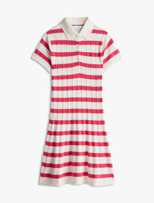 Stripe Cable Knit Jumper Dress, Ivory Petal Base Laser Pink Stripes, hi-res