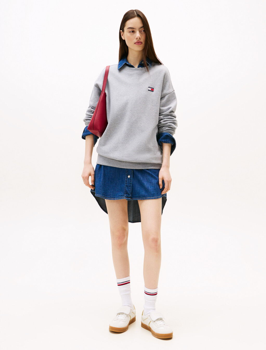 Logo Badge Relaxed Sweatshirt, Grey Htr, hi-res