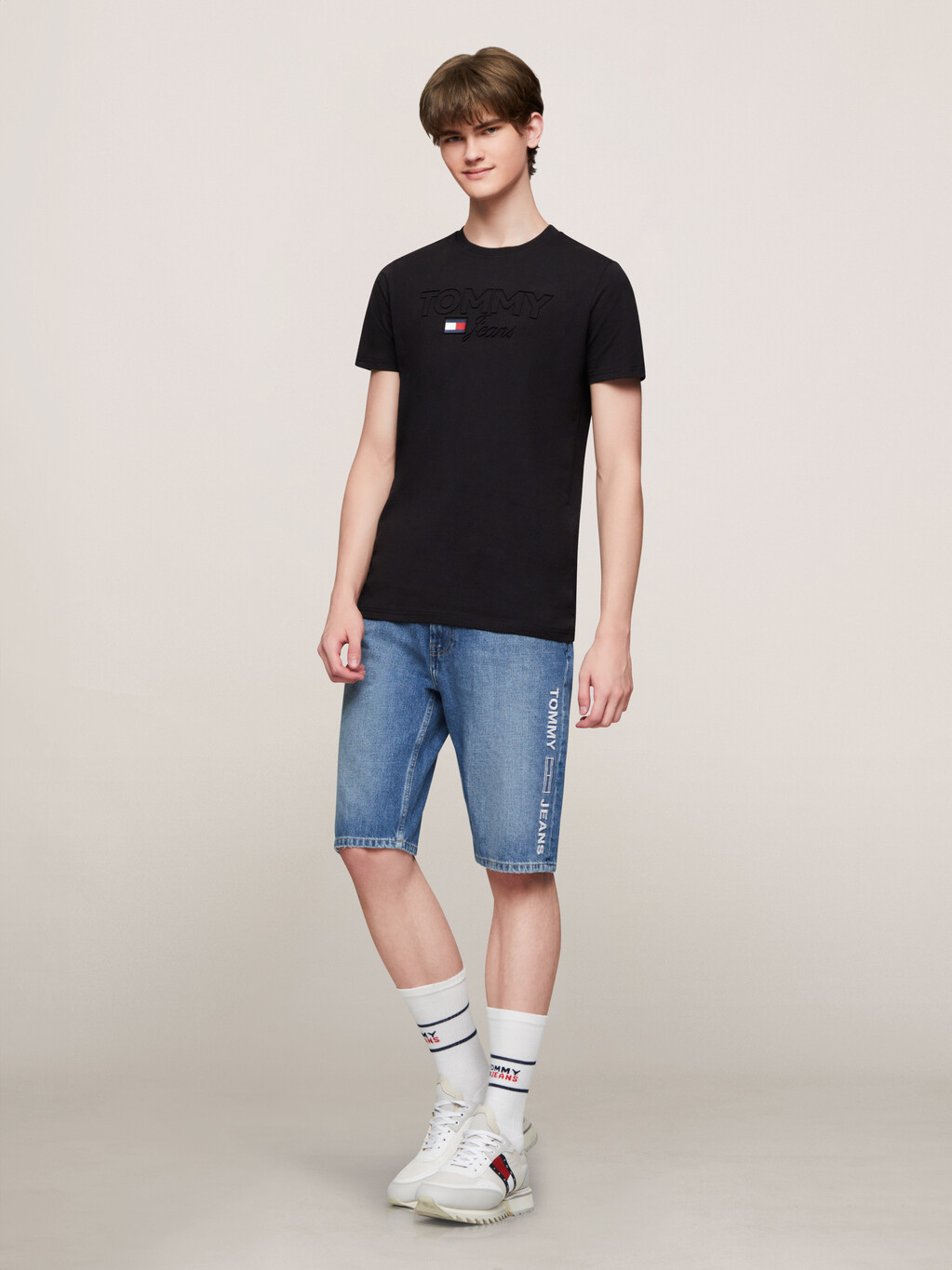 Debossed Tommy Logo T-Shirt, Black, hi-res