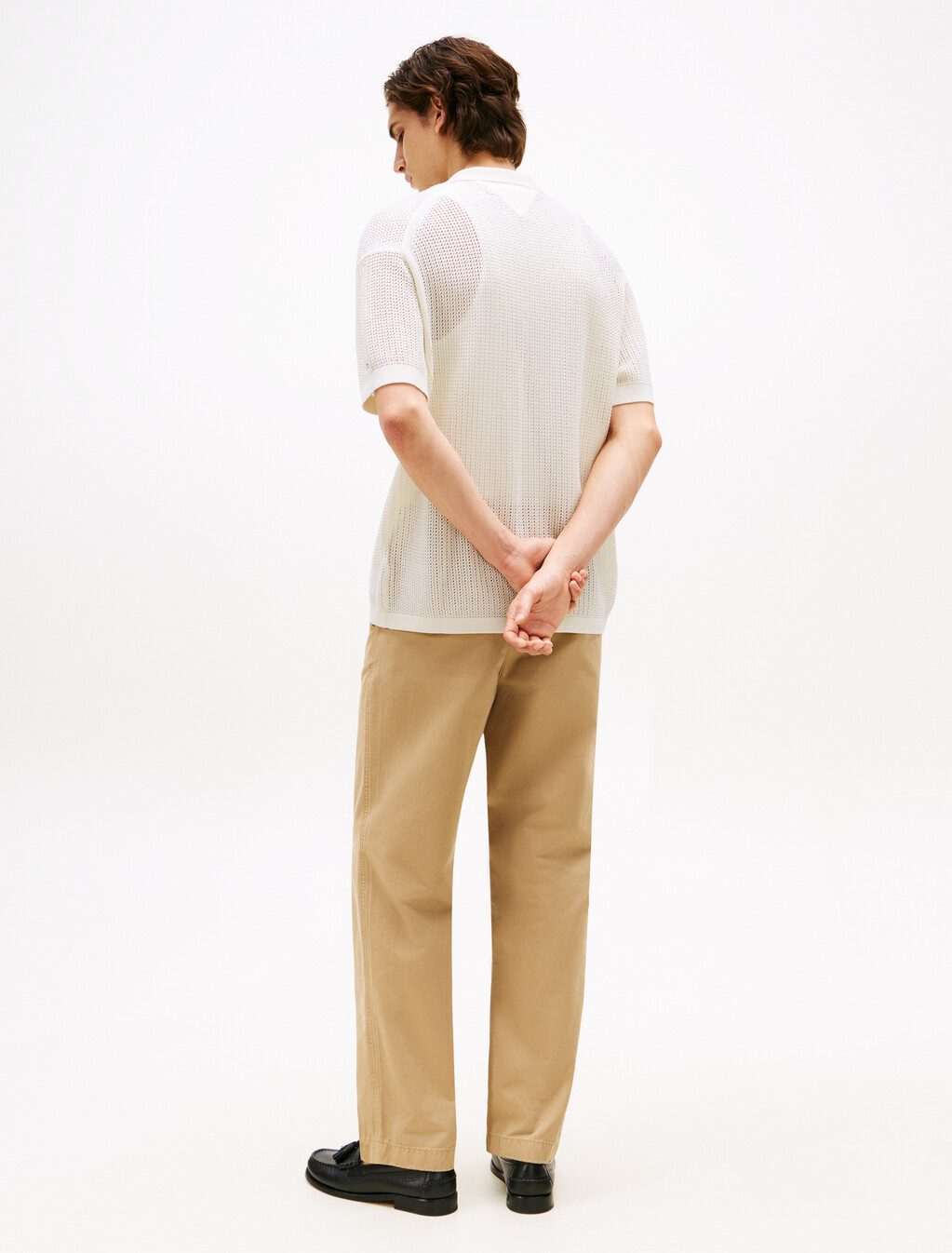 Structured Open Knit Overshirt, Ivory Petal, hi-res