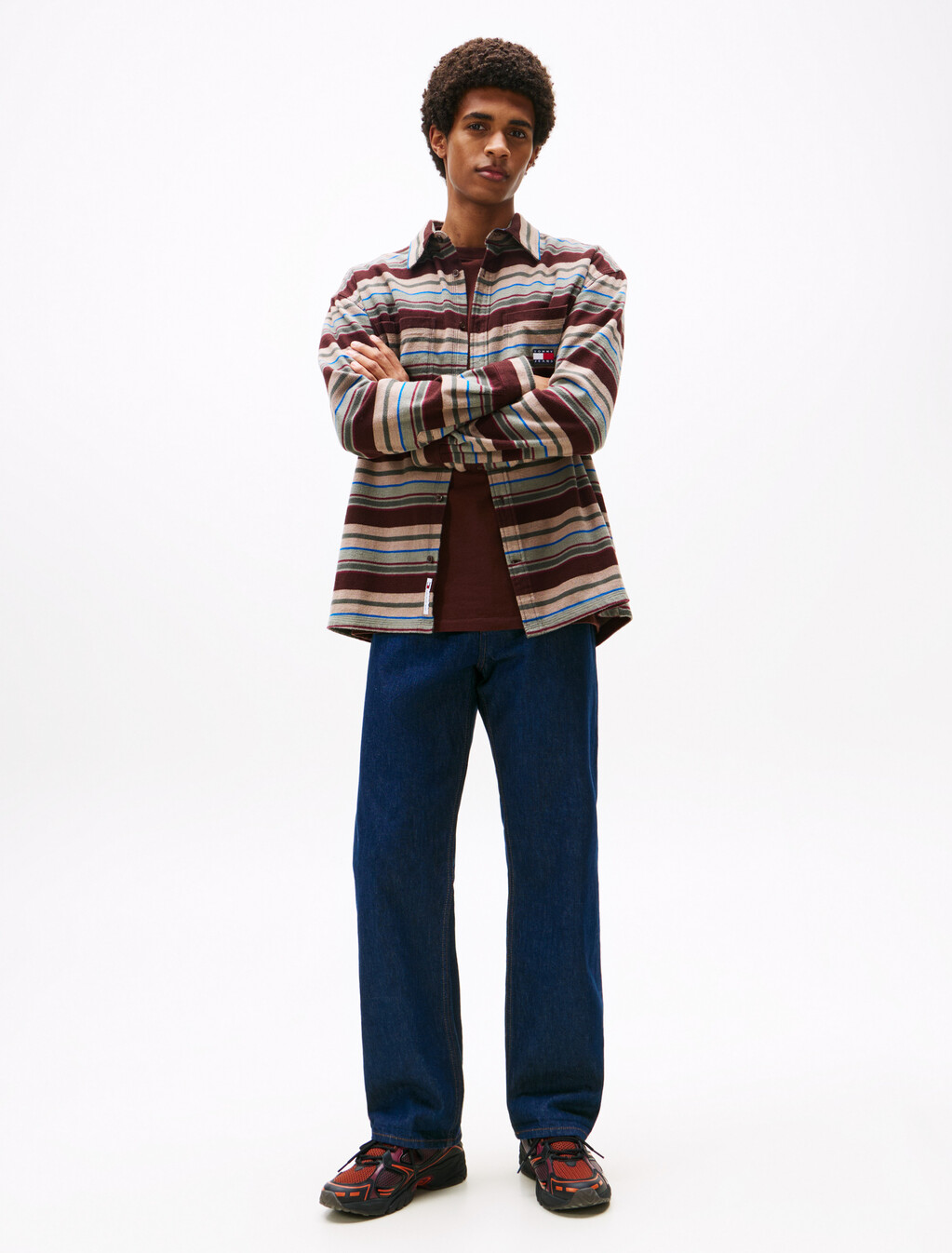 Otis 鑲邊標準直筒牛仔褲, Denim Dark, hi-res