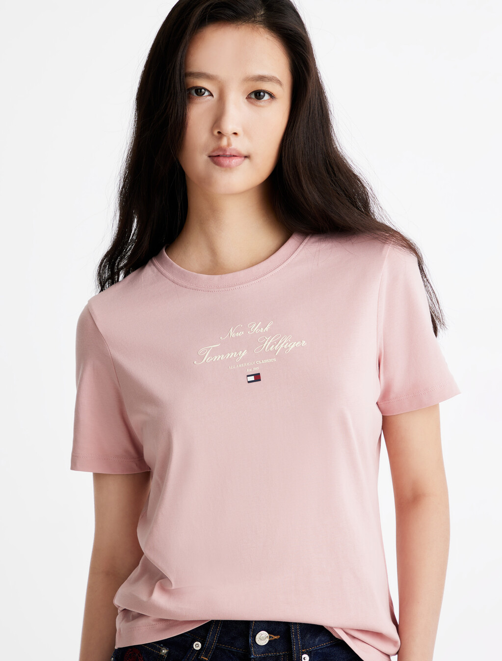 Script Logo T-Shirt, Foggy Pink, hi-res
