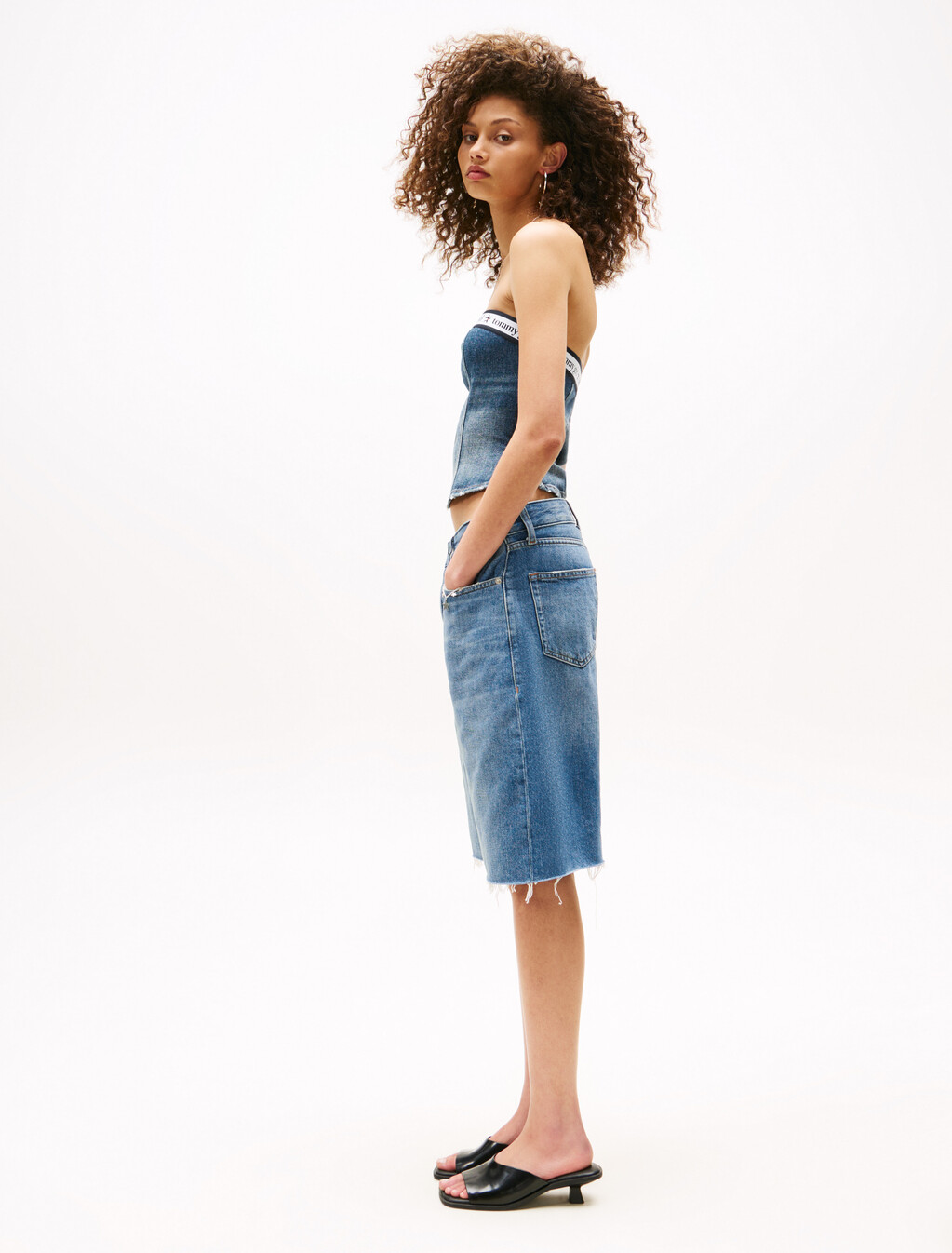 Tommy Girl 寬鬆牛仔短褲, Indigo Wash, hi-res