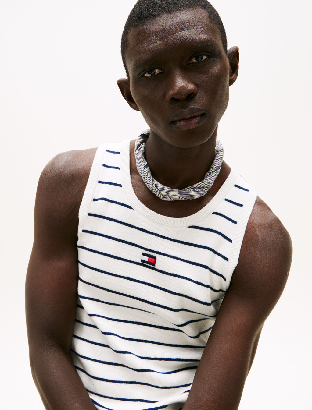 The Runway 系列伊薩卡條紋頭巾, Space Blue, hi-res