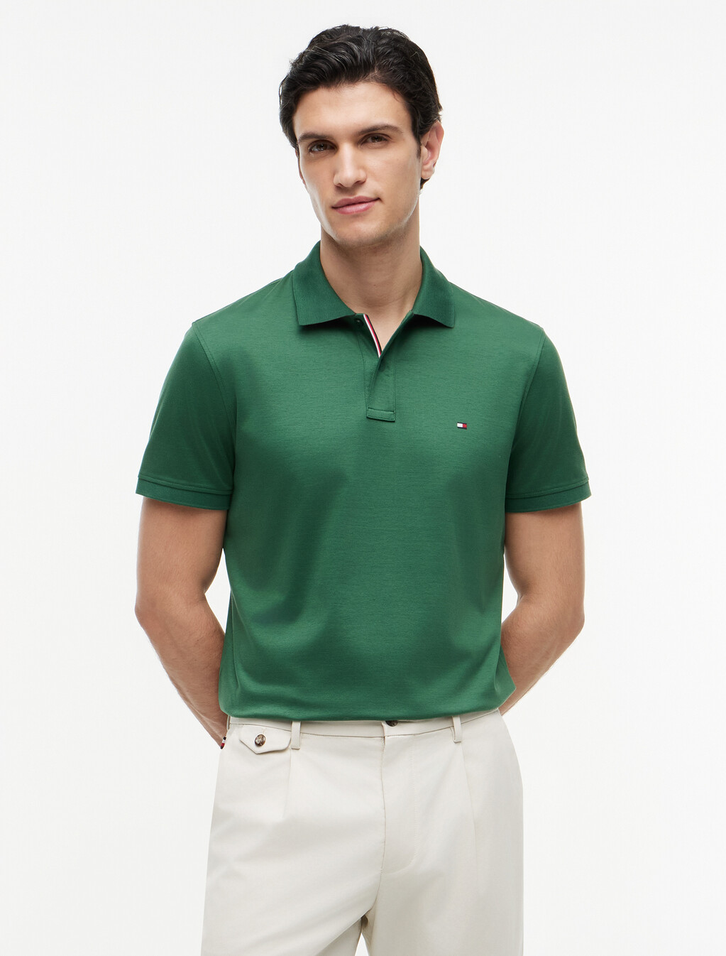 Performance Regular Fit Jaquard Polo Shirt, Street Green, hi-res