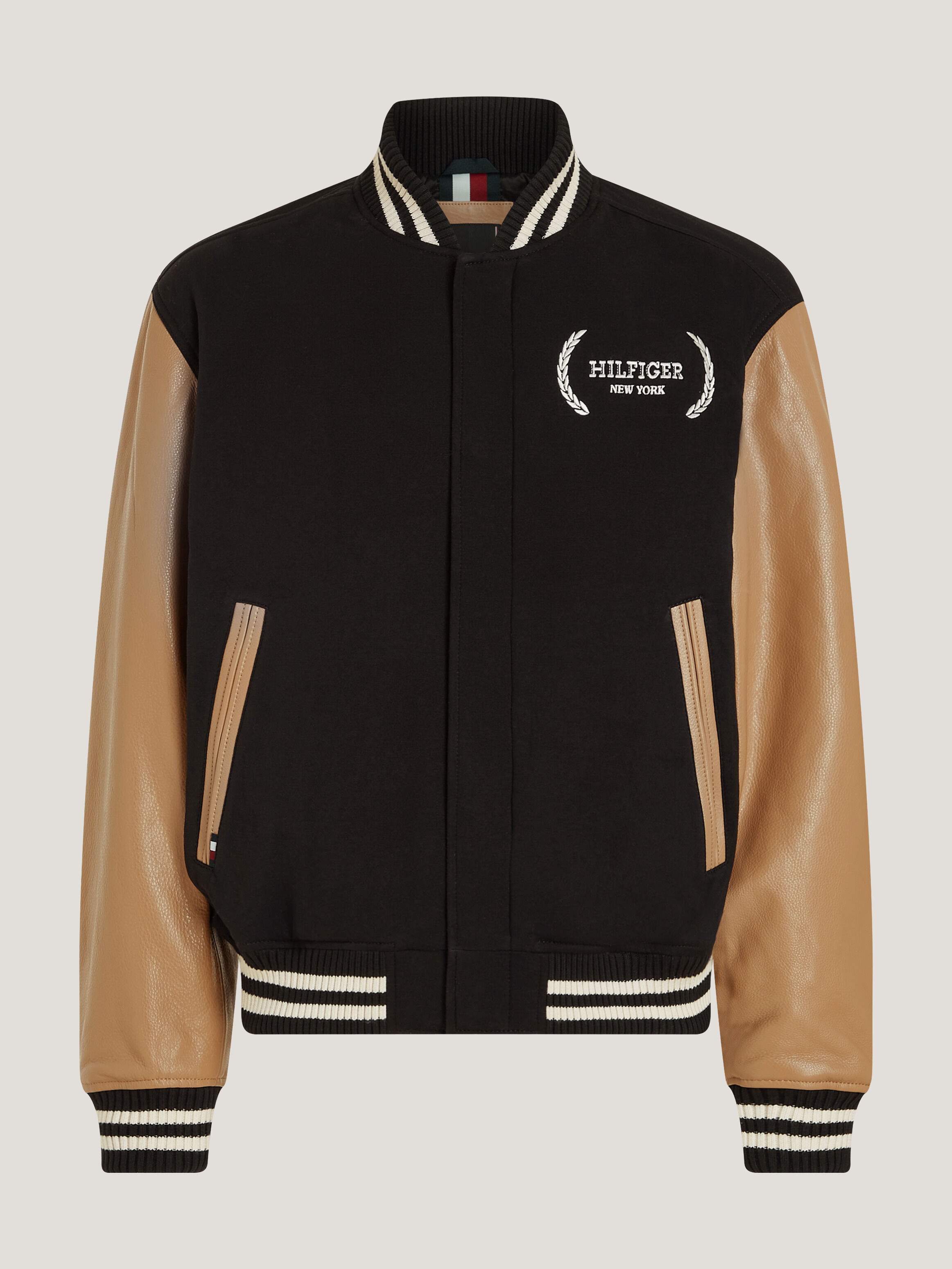 Tommy hilfiger leather outlet varsity jacket