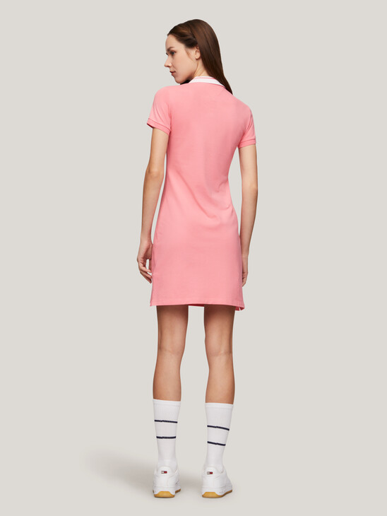 Tipped Collar Fitted Polo Dress