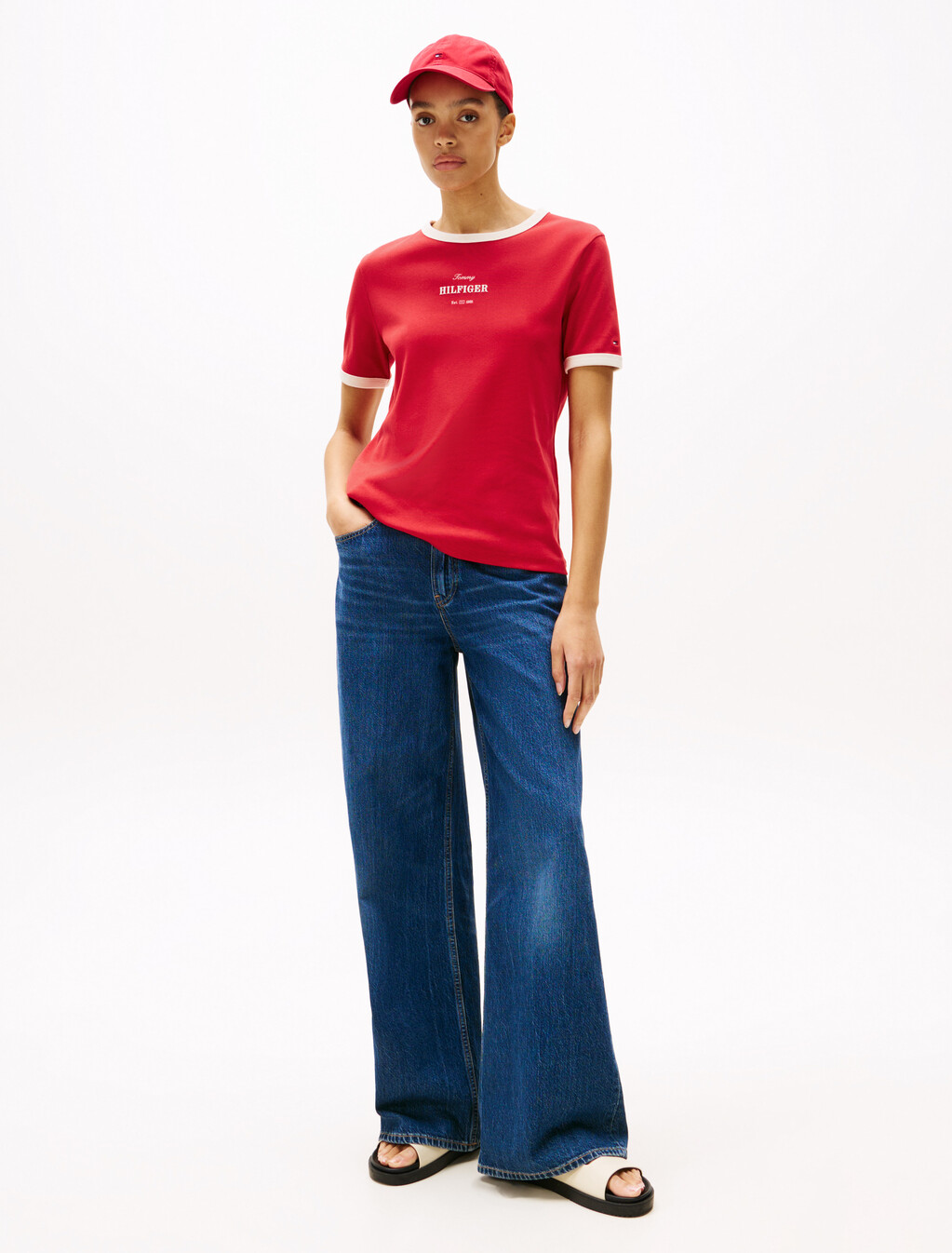 Logo Contrast Trim T-Shirt, Primary Red, hi-res