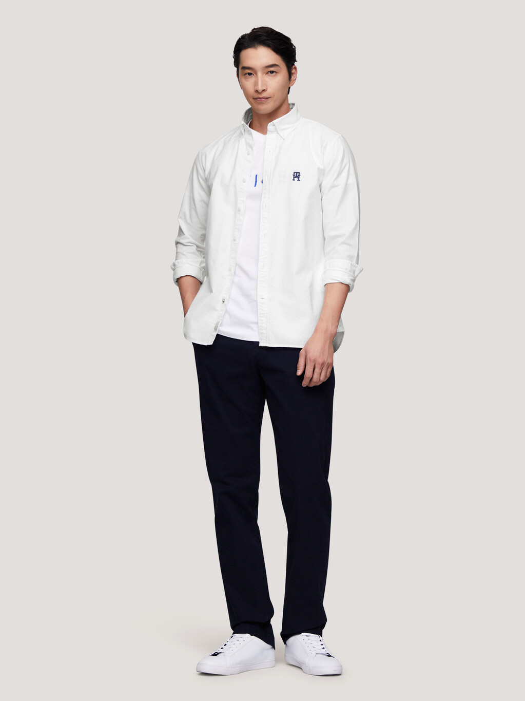 TH Monogram Slim Fit Shirt, Optic White, hi-res
