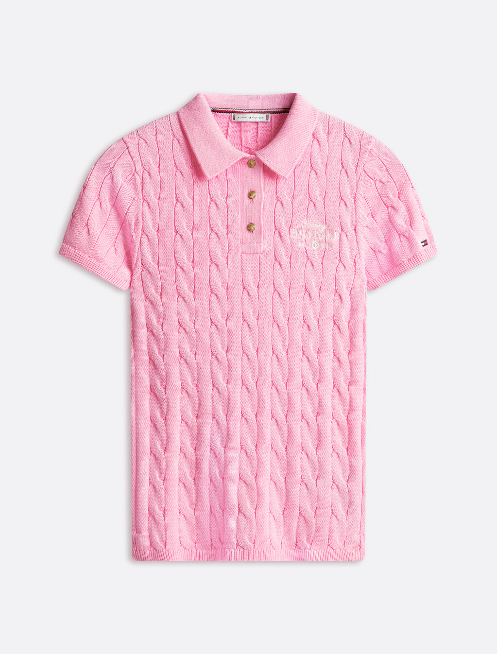 亞洲版型絞花修身 Polo 衫, Classic Pink, hi-res