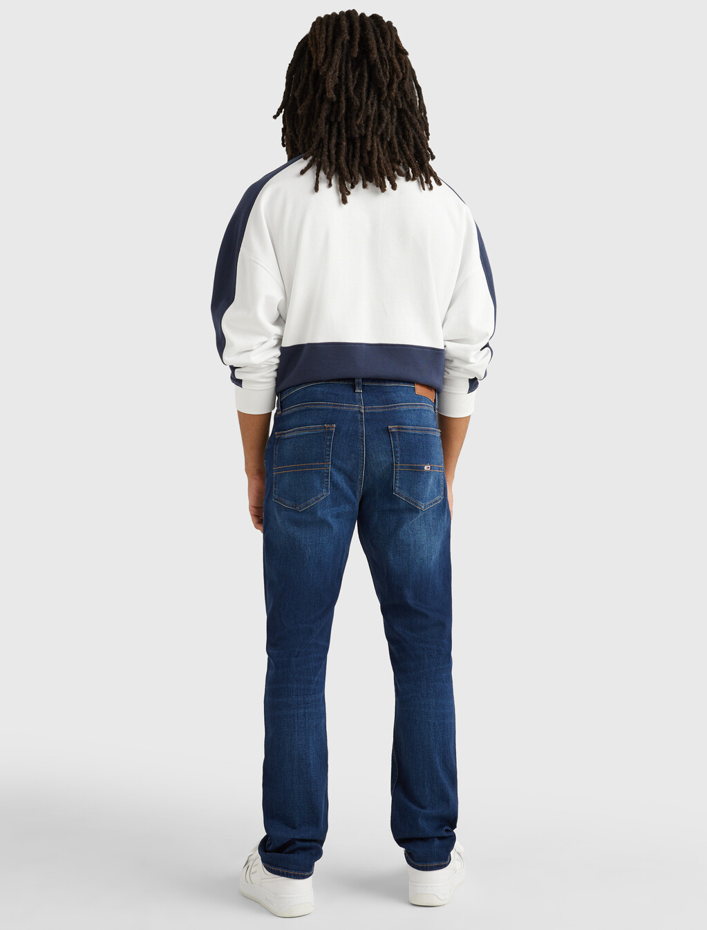 Ryan 寬鬆版型褪色牛仔褲, Aspen Dark Blue Stretch, hi-res