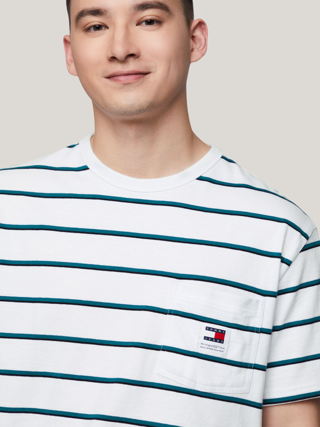 Stripe Transitional Cotton T-Shirt, White, hi-res