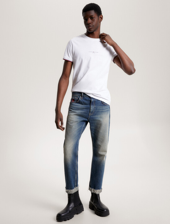 Tipped Cuff Slim Fit T-Shirt, White Tipped Cuff Slim Fit T-Shirt