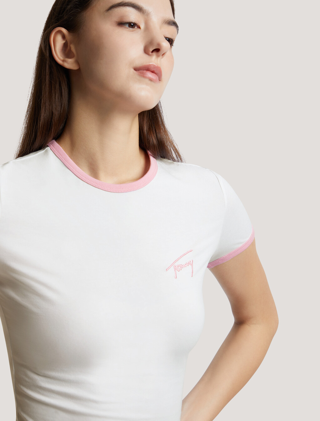Script Ringer T-Shirt, White, hi-res