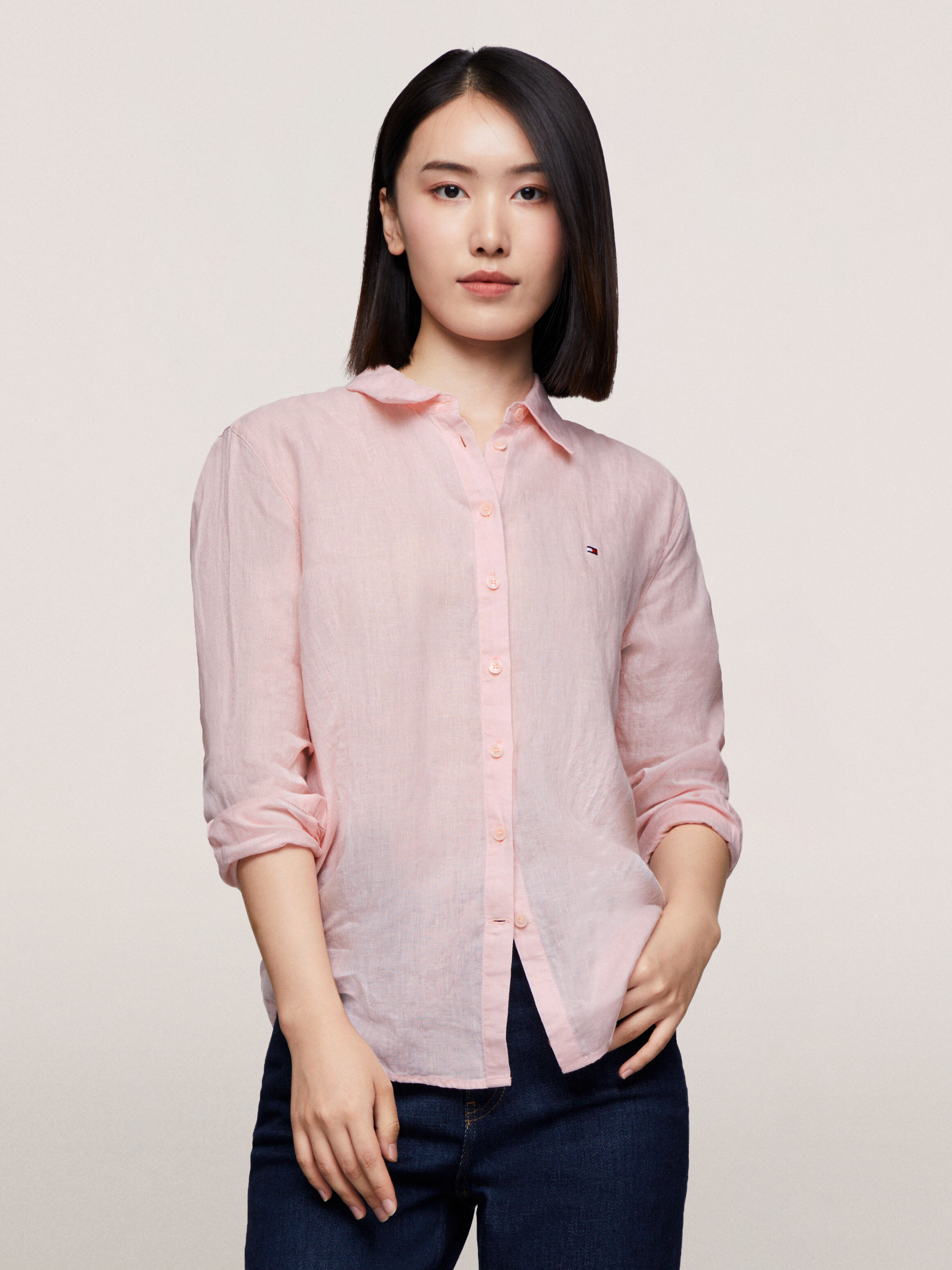 亞麻寬鬆襯衫| 粉紅色| Tommy Hilfiger 台灣