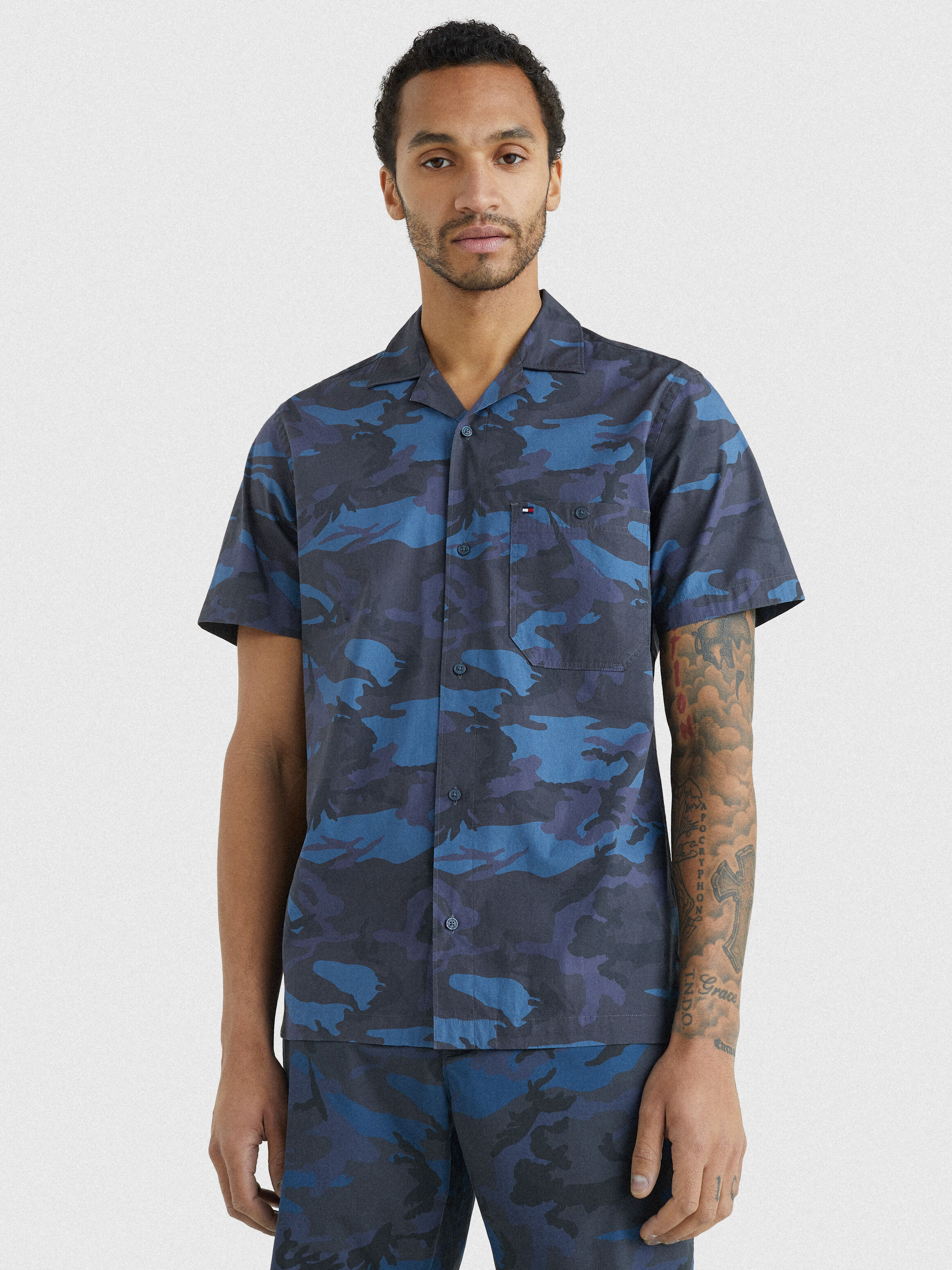 Tommy Hilfiger Flex Camo Short Sleeve Shirt blue Tommy
