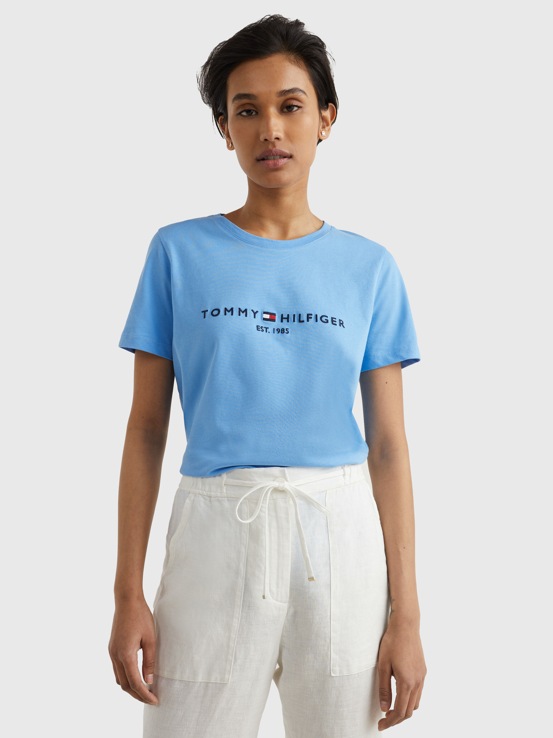必備圓領標誌 T 恤 Hydrangea Blue