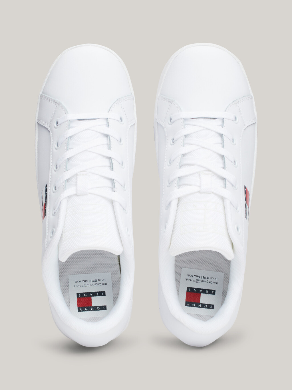 Essential Leather Fine-Cleat Flatform Trainers, White, hi-res