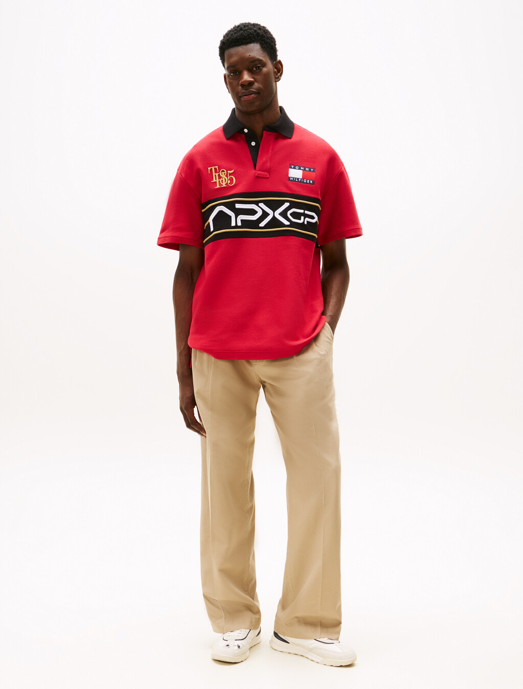 APXGP 系列寬版標誌 Polo 衫, Primary Red/Black, hi-res
