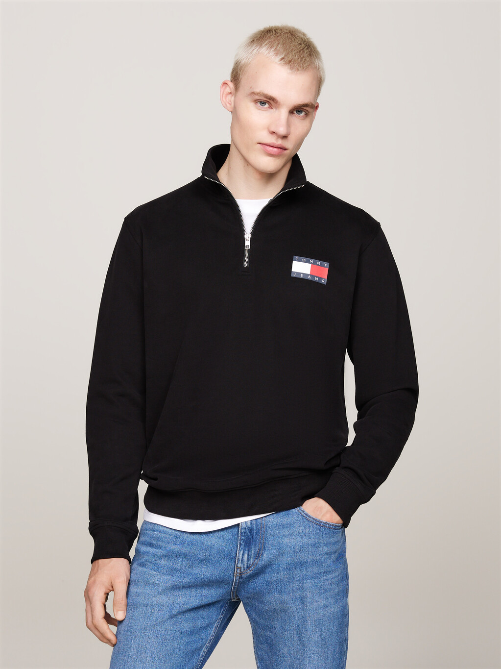 Logo Half-Zip Sweatshirt, Black, hi-res