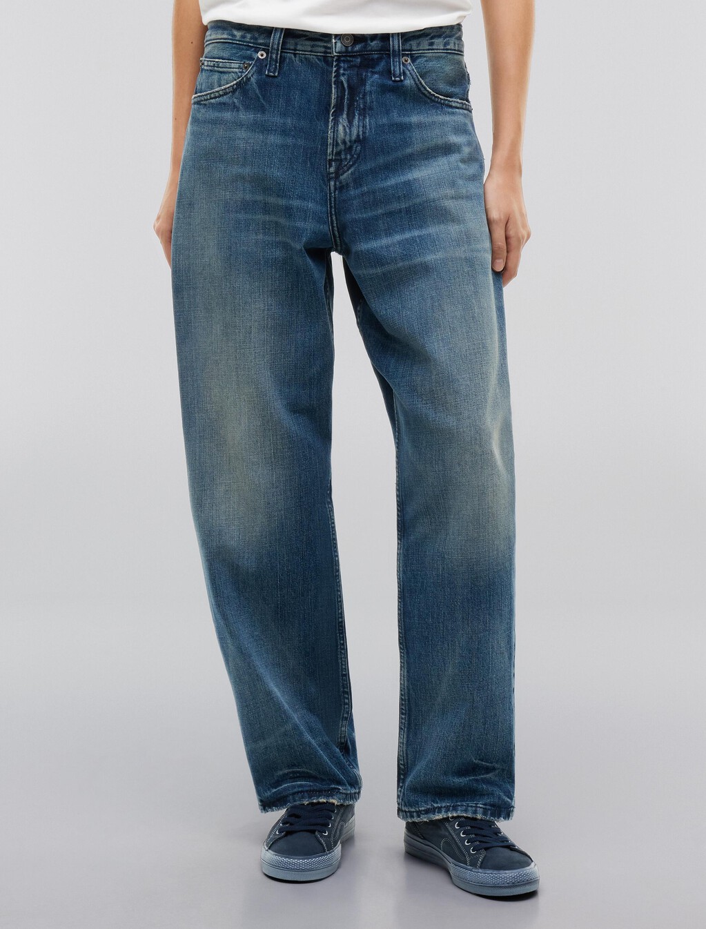 寬版牛仔褲, Mid Wash Denim, hi-res