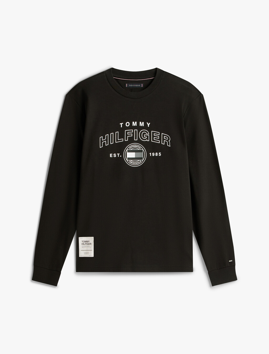 Interlock Cotton Long Sleeve T-Shirt, Black, hi-res