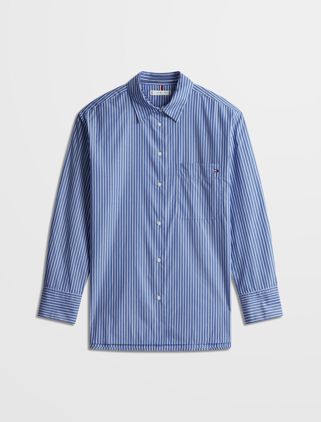Asia Fit Essential Poplin Shirt, Blue Stp, hi-res