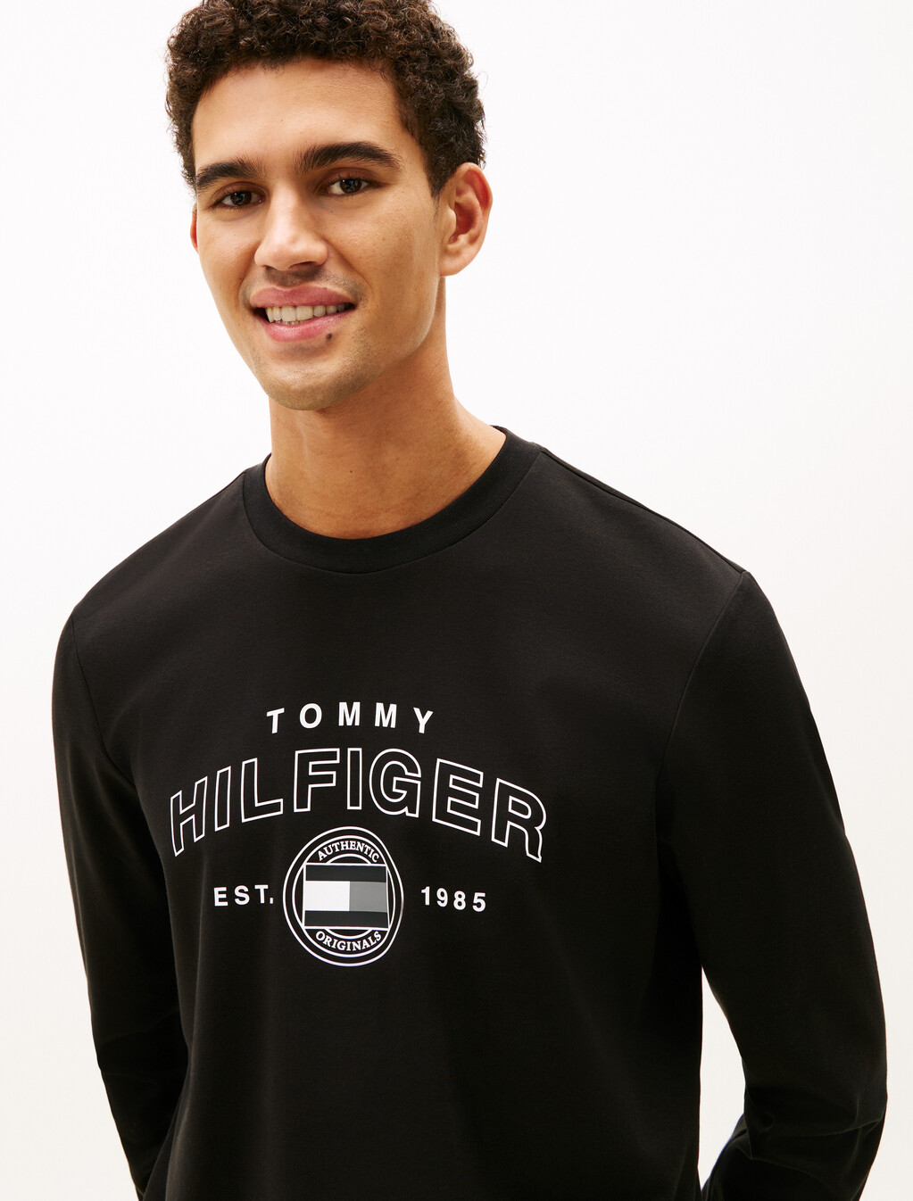 Interlock Cotton Long Sleeve T-Shirt, Black, hi-res