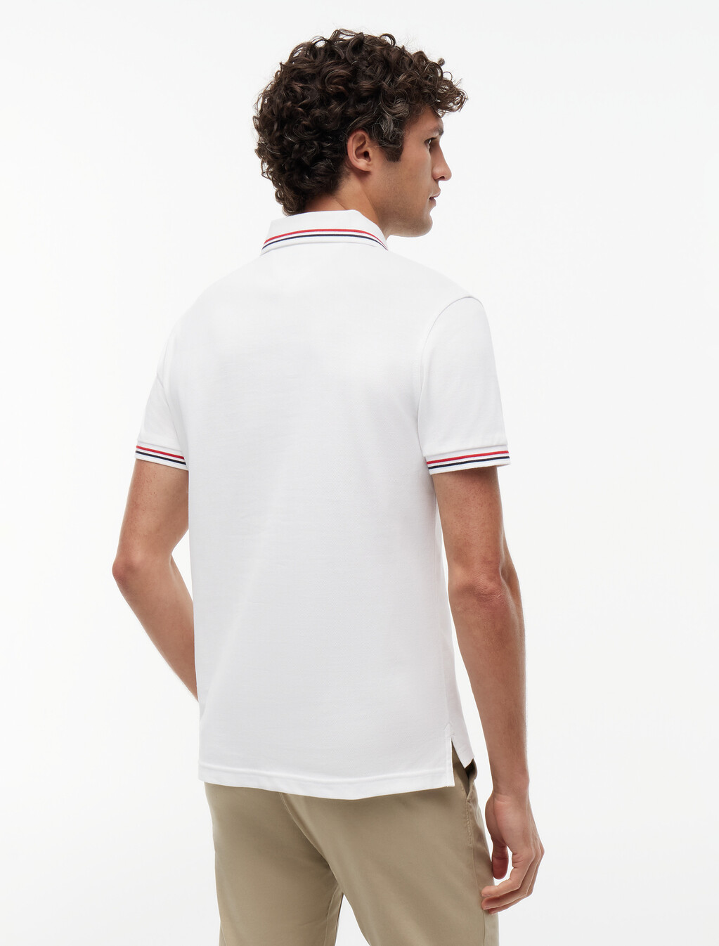 Tipped Slim Polo, White, hi-res