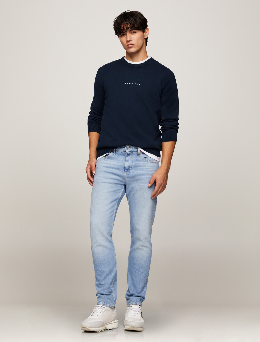 Linear Logo Recycled Sweater, Dark Night Navy, hi-res