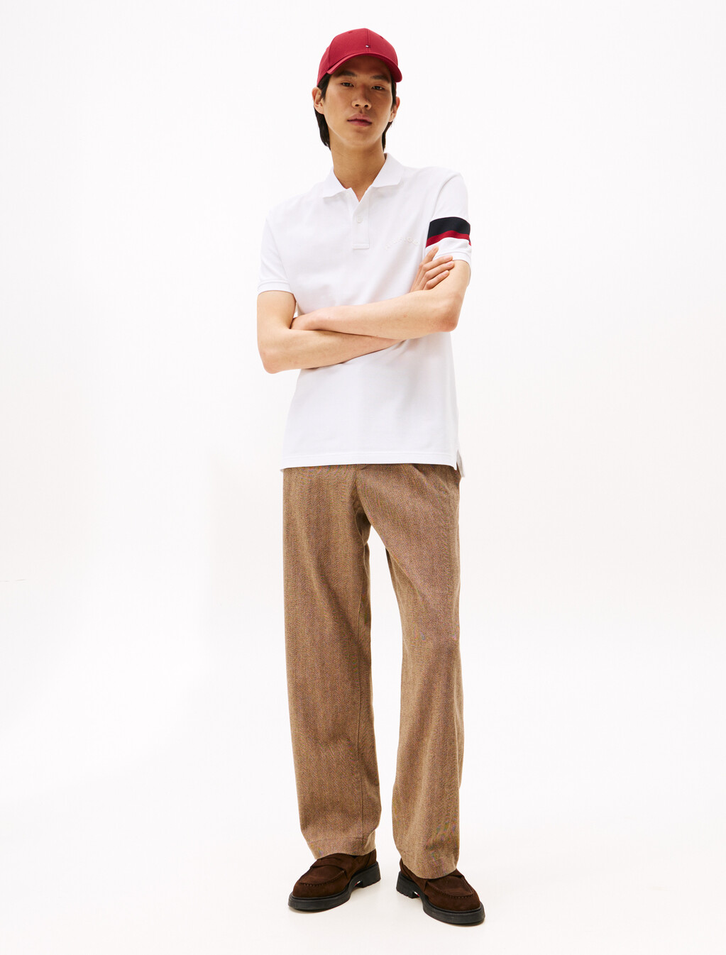 彩色飾帶衣袖 Polo 衫, White, hi-res