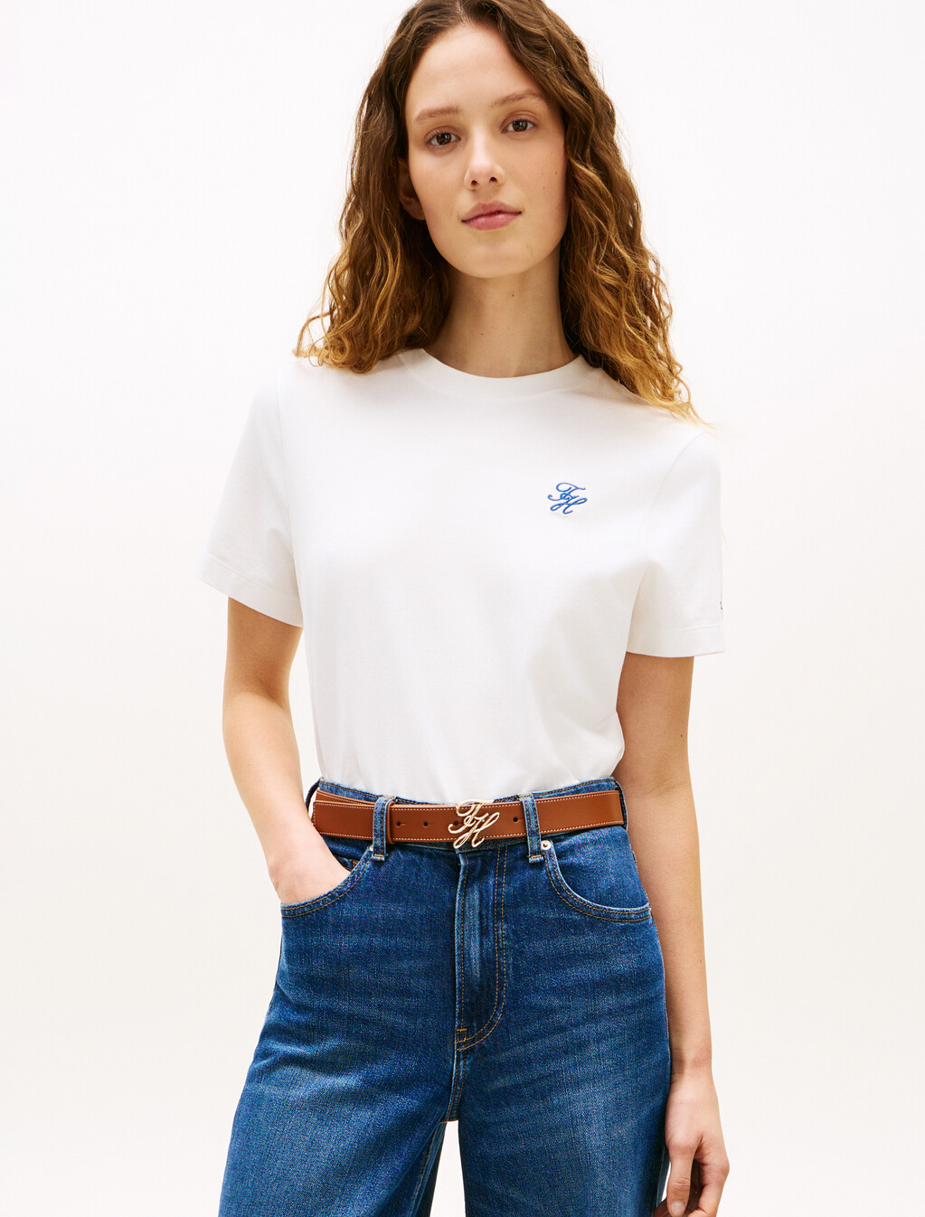 Logo Embroidery Jersey Crew Neck T-Shirt, Ecru, hi-res