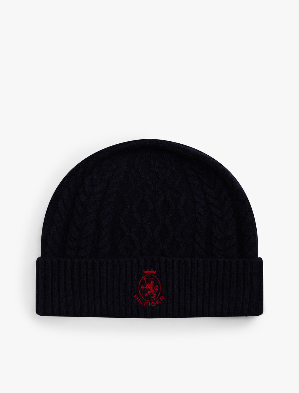 TH Crest Cable Knit Beanie, Space Blue / Red, hi-res