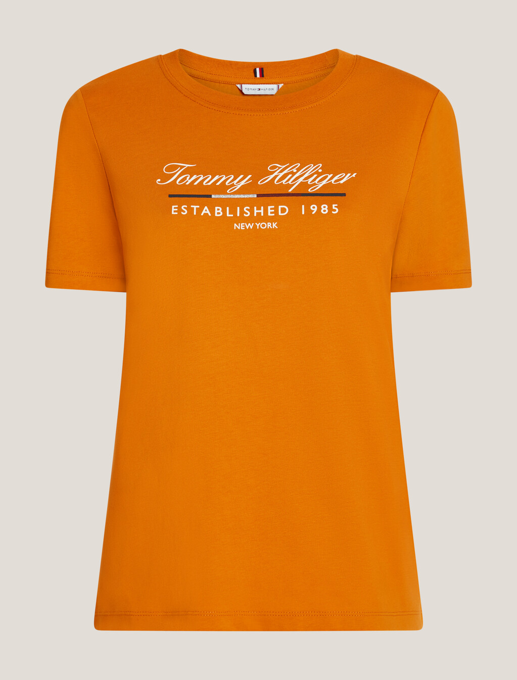 Script Logo Crewneck T-Shirt, Autumn Orange, hi-res