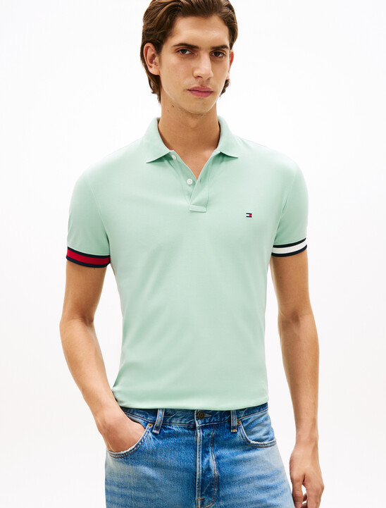 Slim Fit Interlock Knit Tipped Polo Shirt