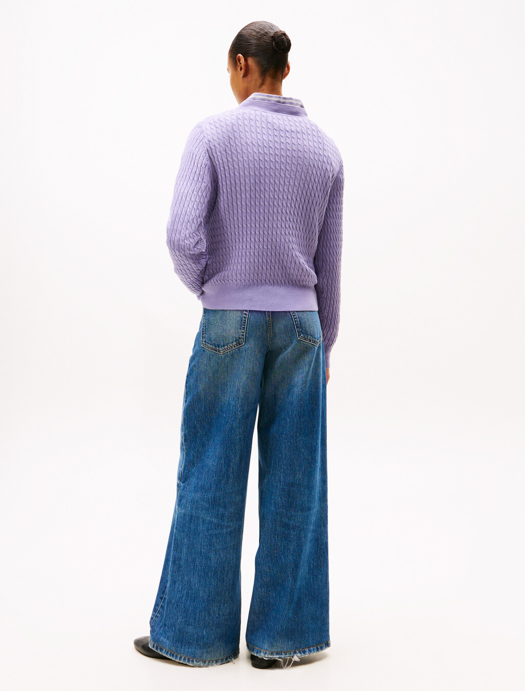 絞花針織圓領毛衣, Lavender Ash, hi-res