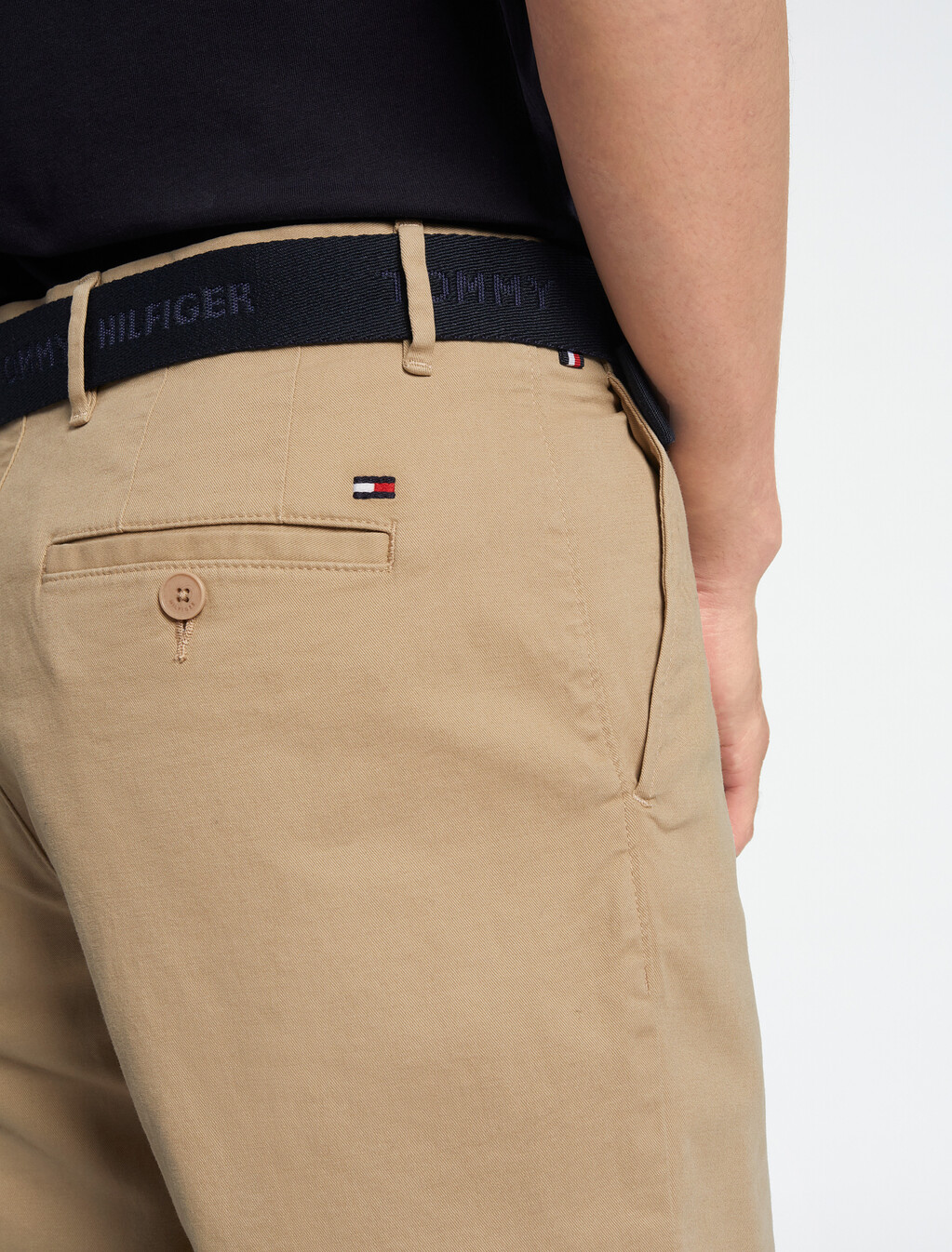 Essential Brooklyn Organic Cotton Twill Shorts With Belt, Beige, hi-res